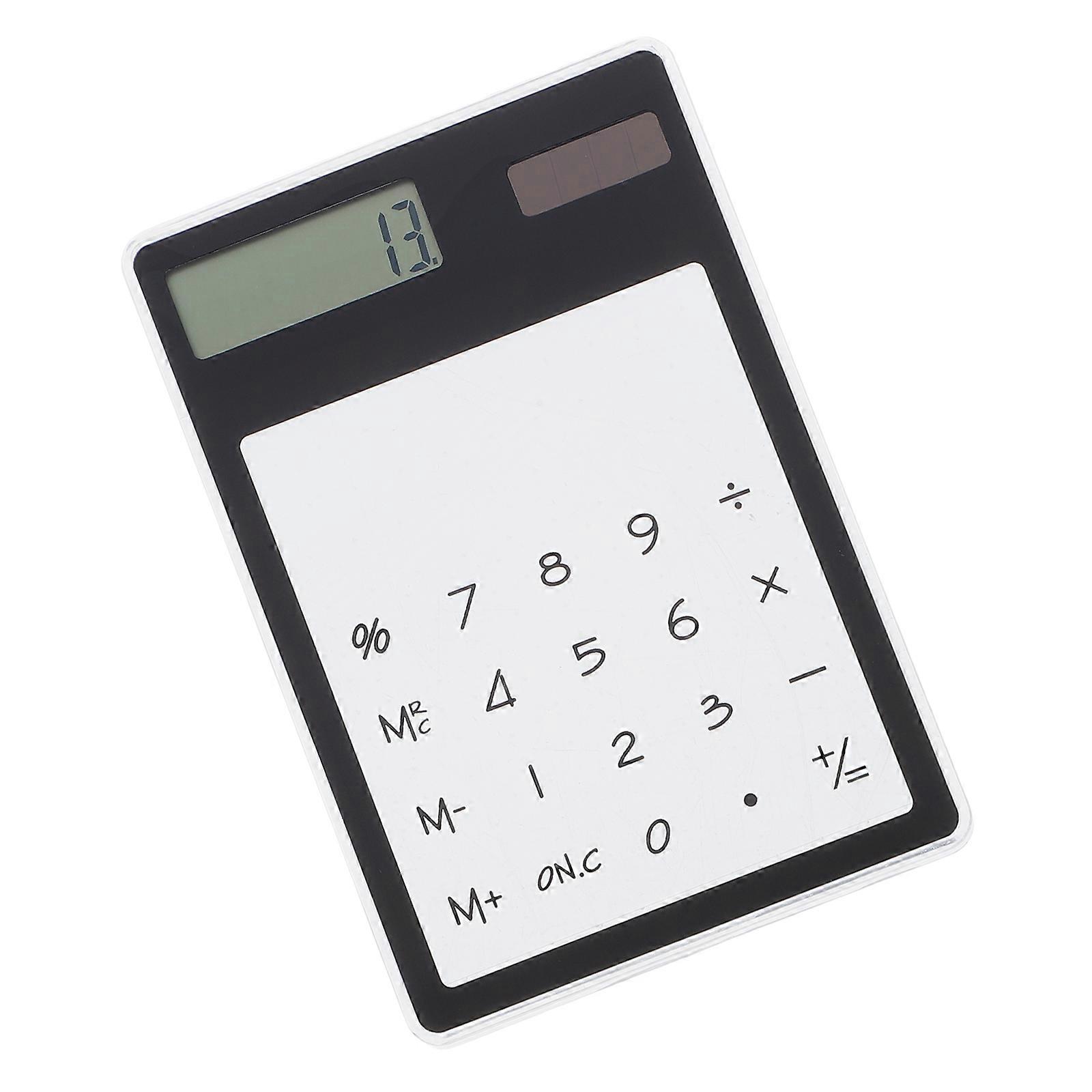 Unique Transparent Touch Panel Design Solar Powered Calculator (Black)