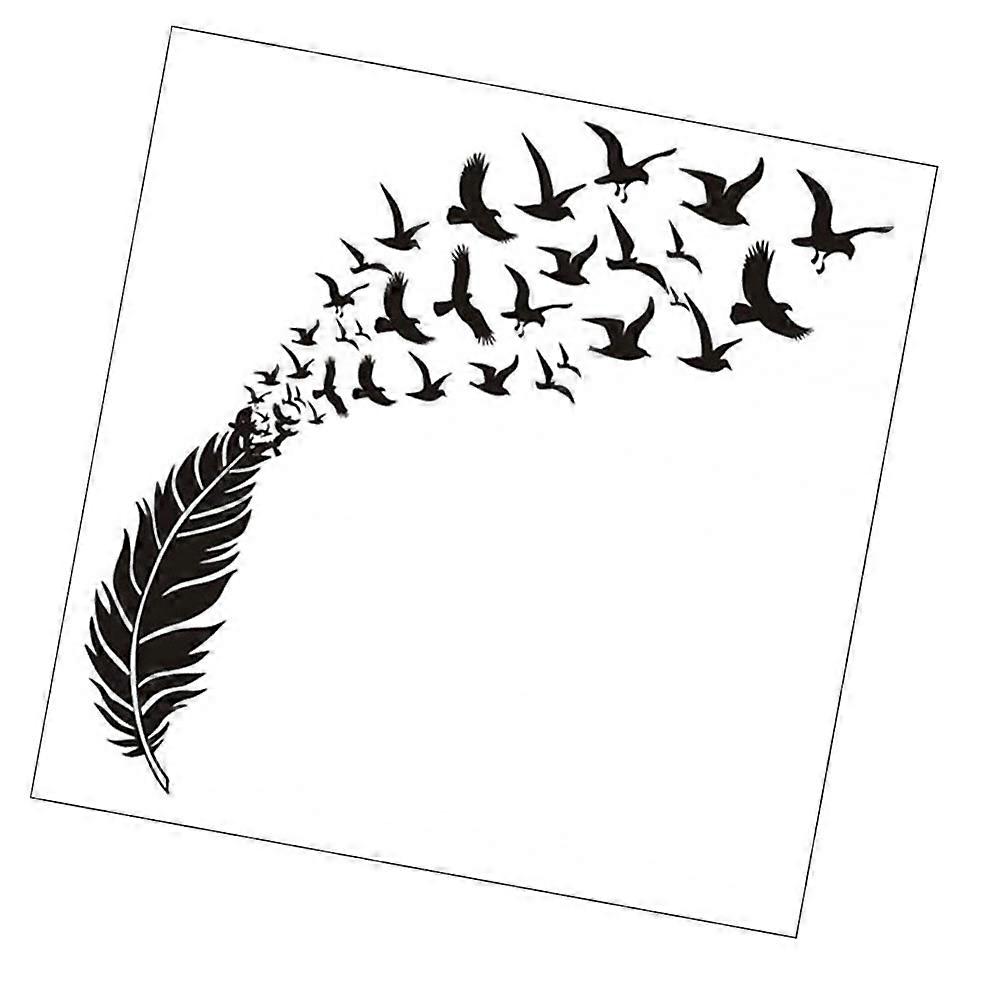1 Sheet Feather and Birds Pattern Wall Sticker Removable Wallpaper Wall Decor