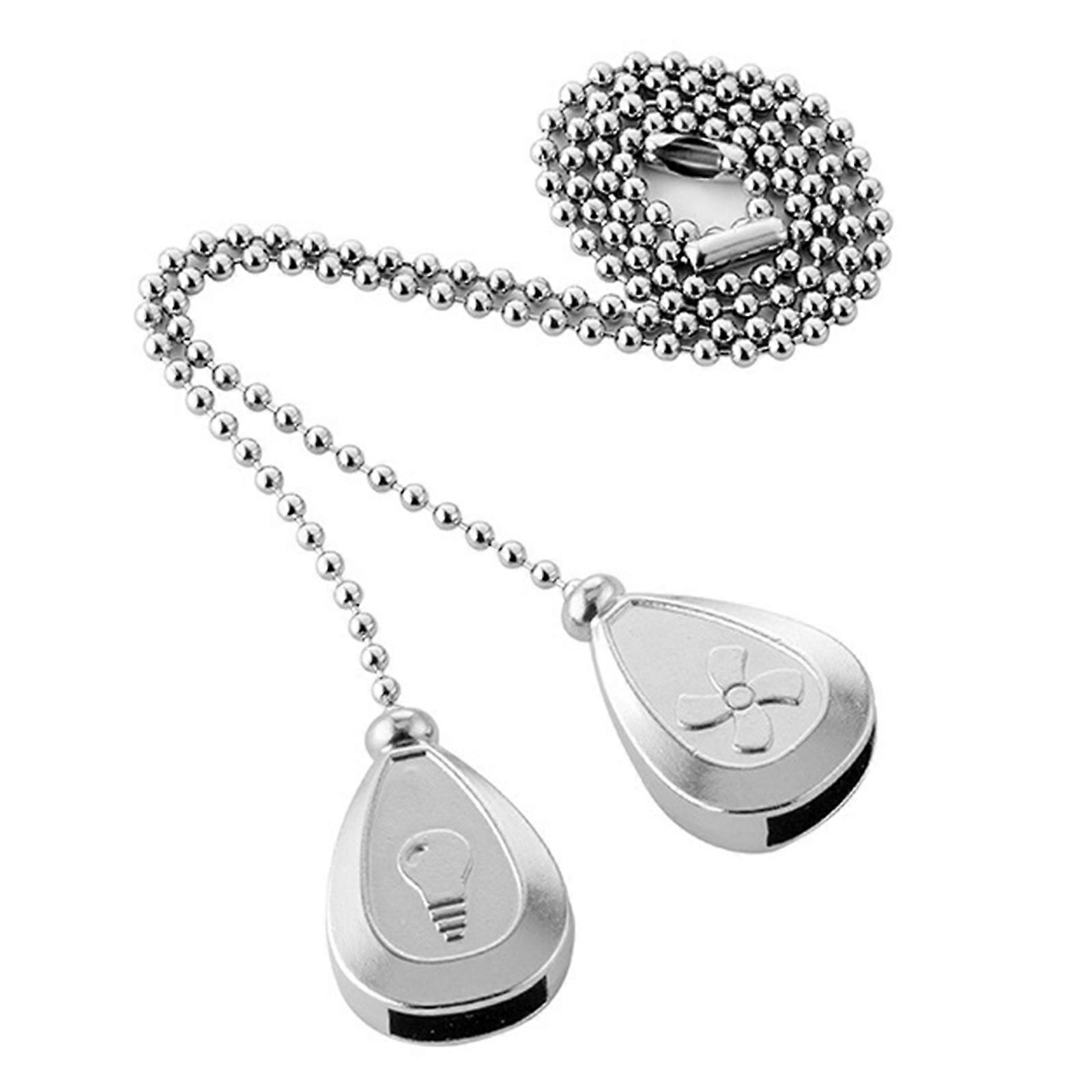 2pcs Ceiling Fan & Light Pull Chain Extensions Decorative Pendants with Connectors Elegant Ceiling Fan Pull Chains set  Silver