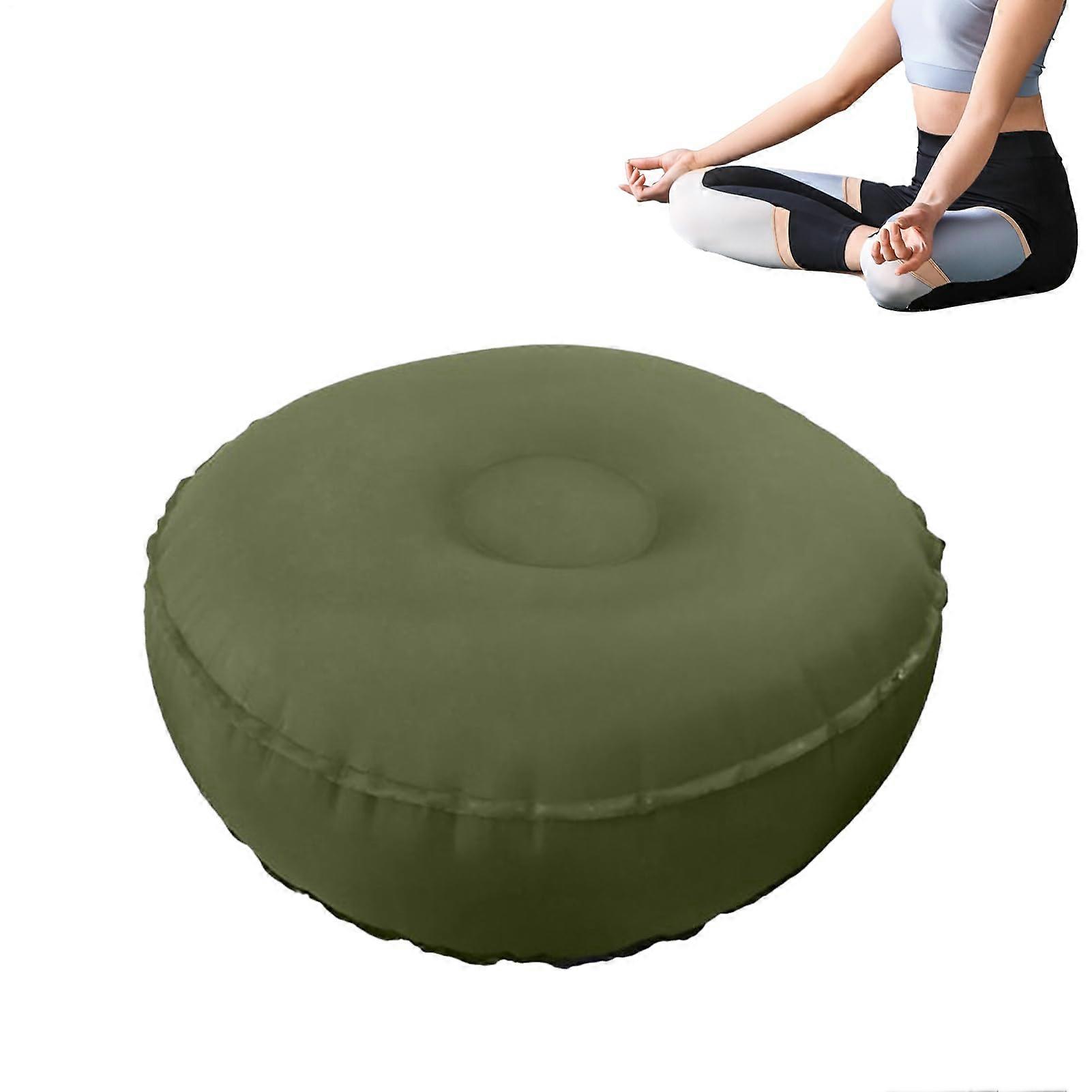 Meditation Pillow Inflatable Yoga Pillow Folding Seat Cushion For Zen Practice Pilates Army Green Model B
