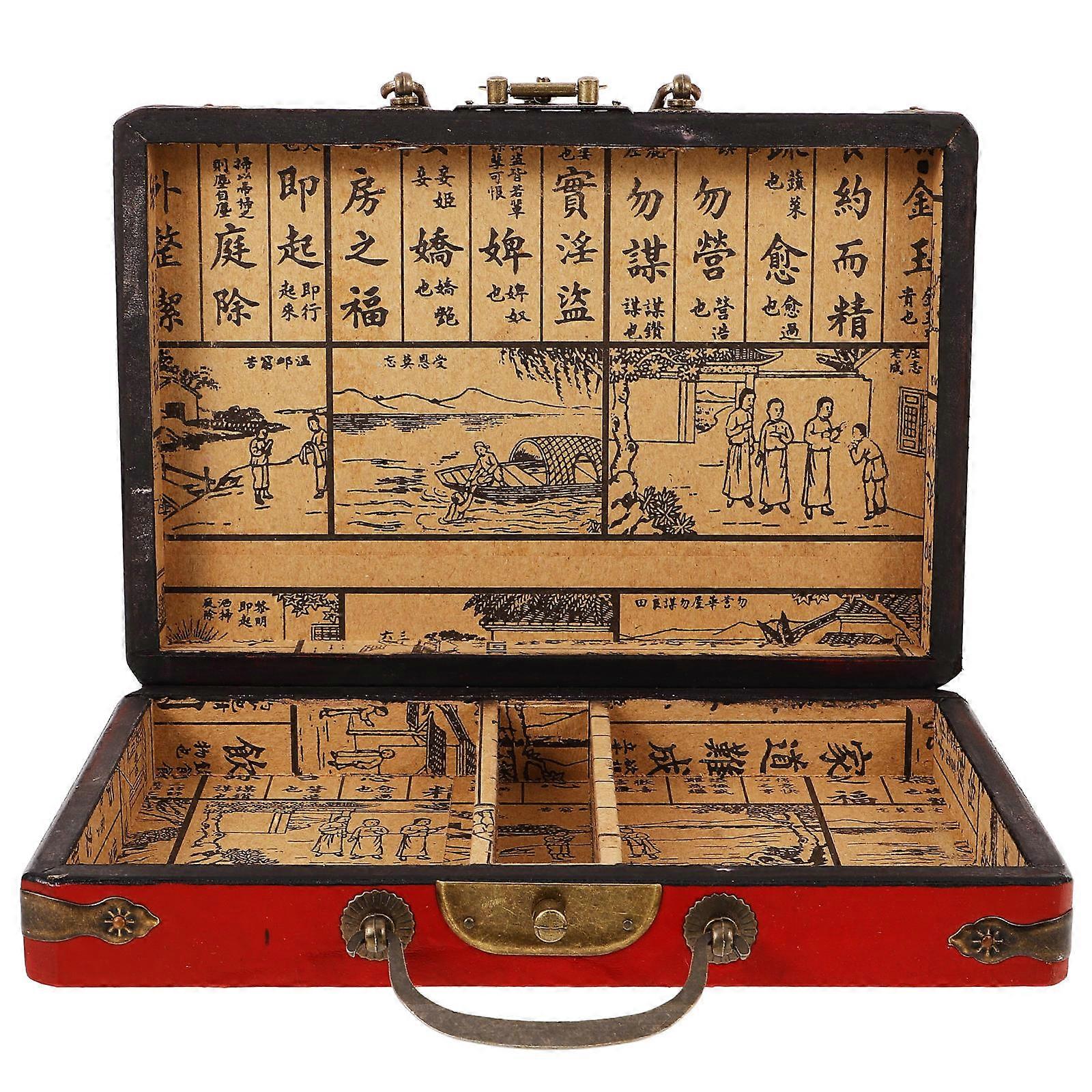 Kinesisk Mahjonglåda Robust trälåda för långtidsförvaring