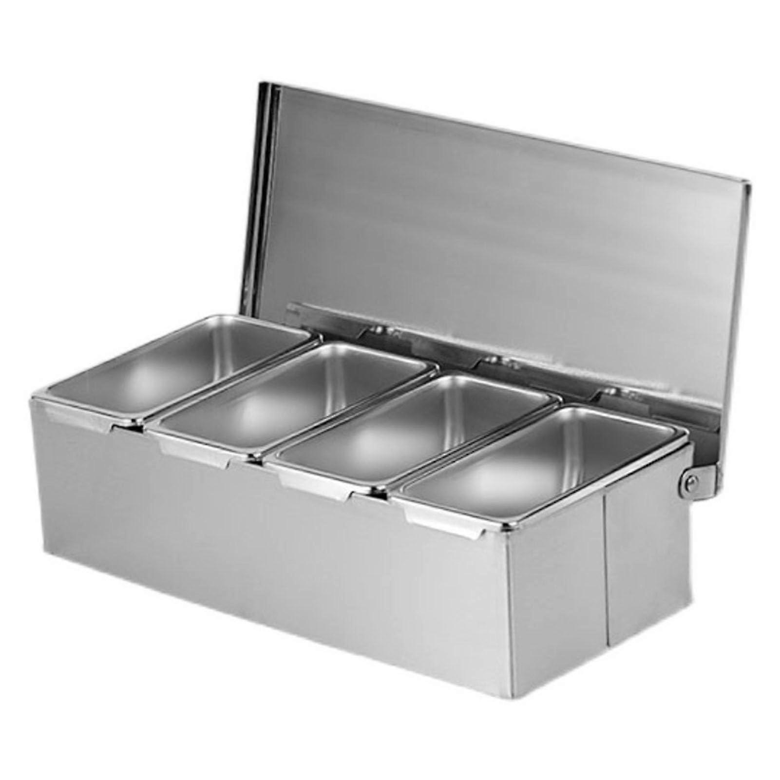 Seasoning Box Large Capacity 4 Compartment Stainless Steel Condiment Storage Container for Kitchen