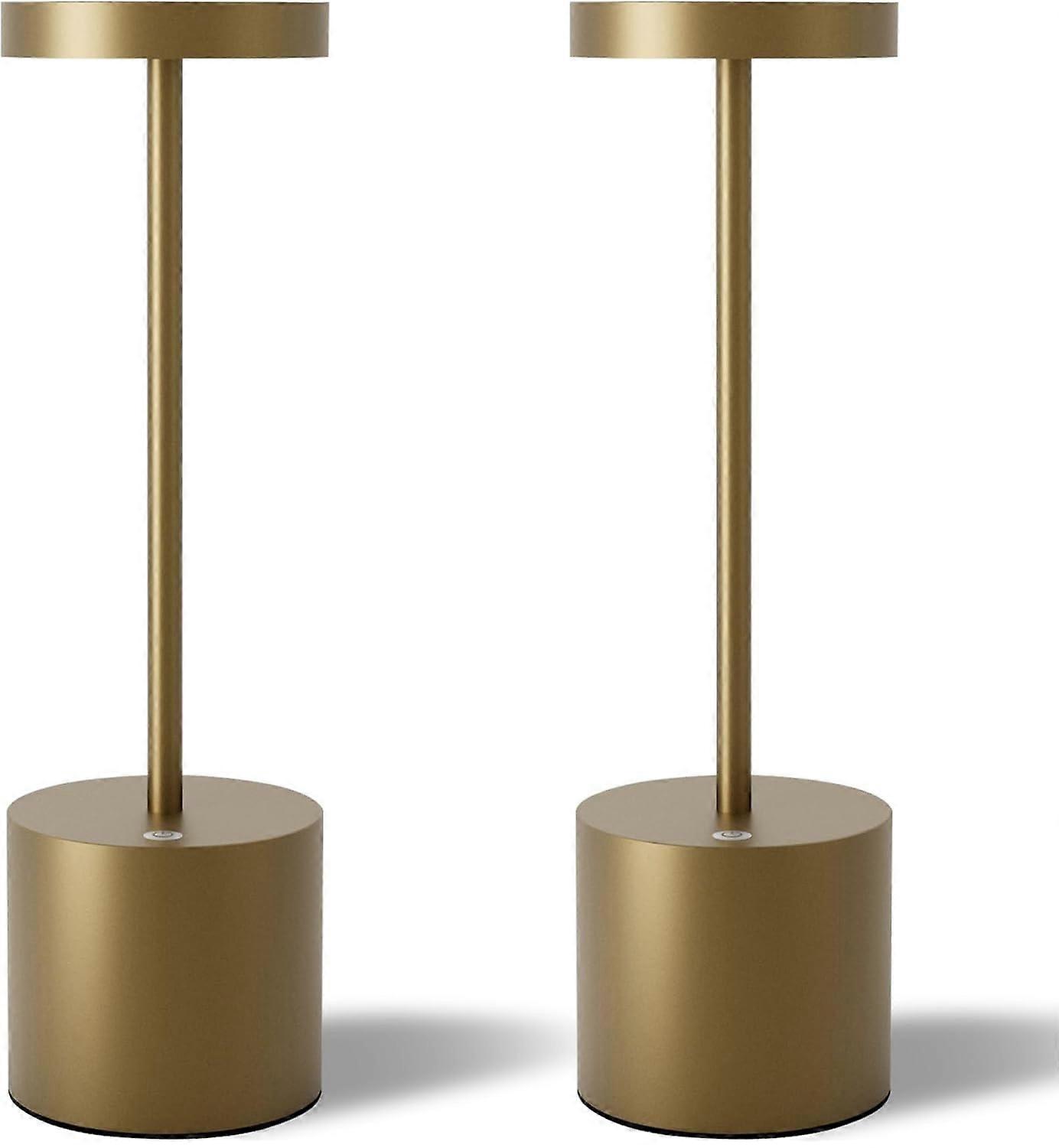 2Pack LED Desk Lamp Rechargeable Metal with Stepless Brightness Three Colors for Home Office