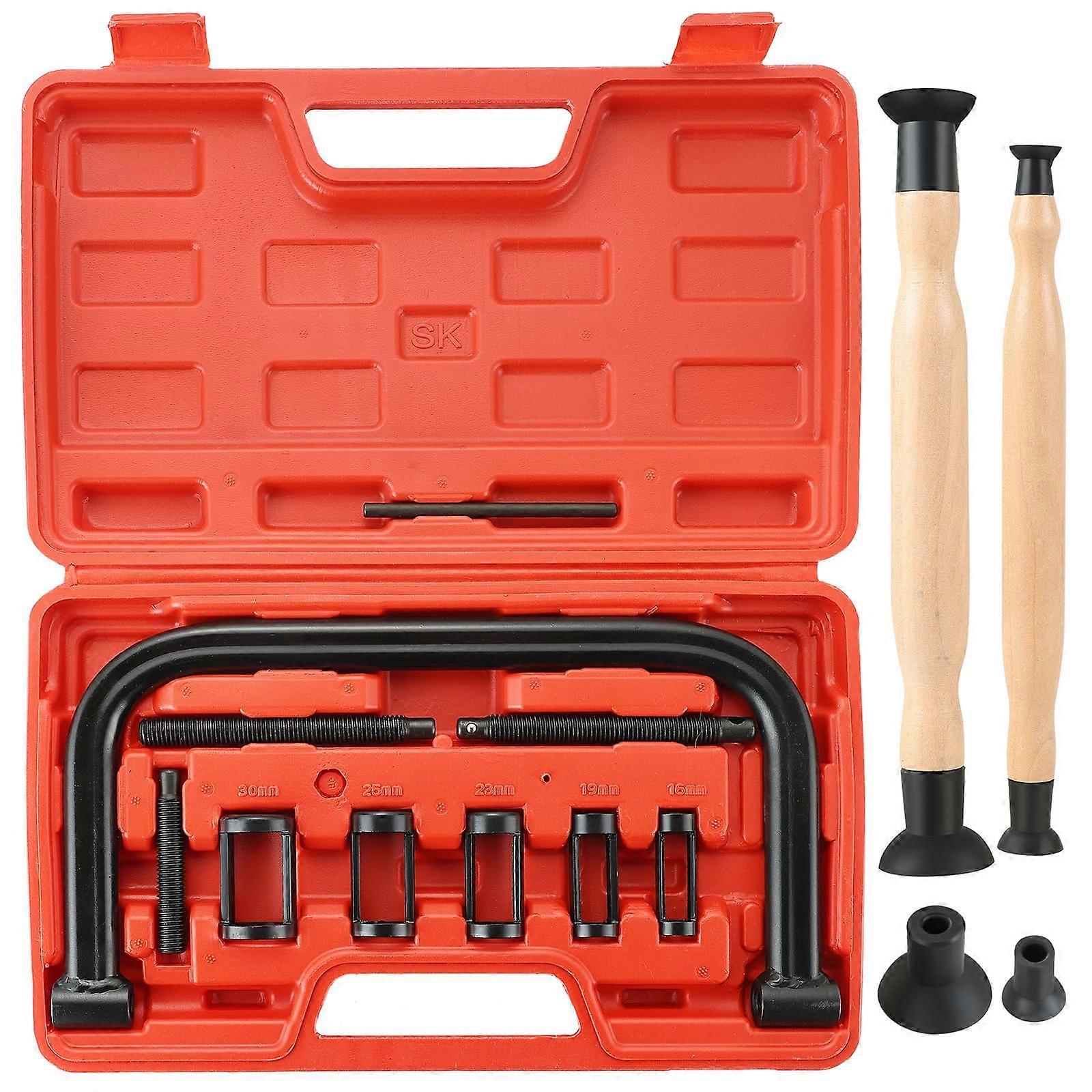 Valve Spring Compressor C Clamp Kit with 2 Valve Lappers, Dual Function Tool for Car Motorcycle ATV