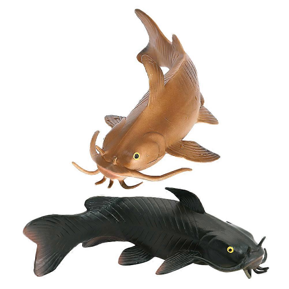 Simulation Realistic Fish Figurine PVC Educational Decoration 2Pcs Set