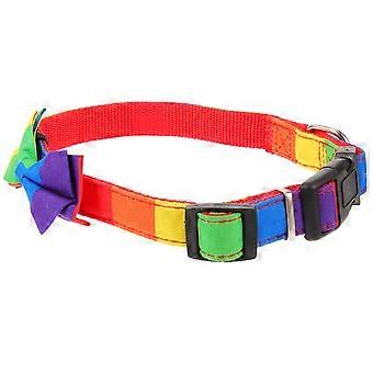 Fabric Dog Collar Small Rainbow Adjustable Collar 2Pcs for Pets