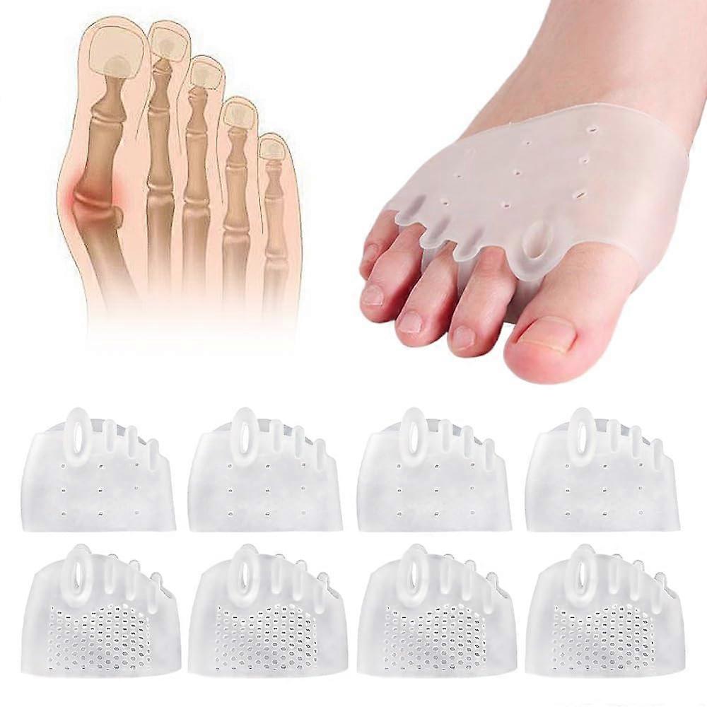 Silicone Toe Separators Bunion Corrector for Women and Men, Soft Reusable 4 Pairs Transparent