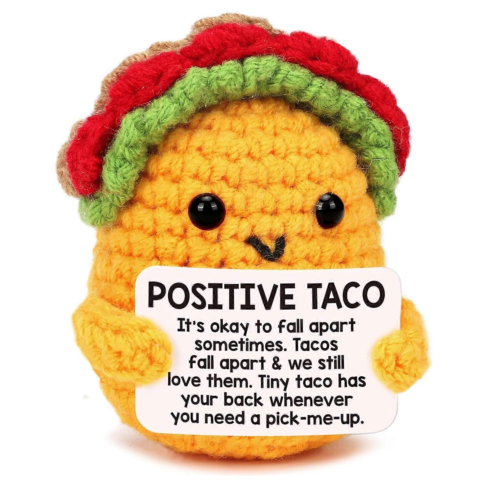Handmade Crochet Taco Plush Emotional Support Toy for Stress Relief and Daily Positivity Boost