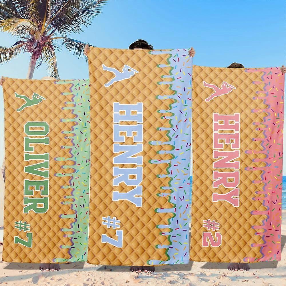 Beach Towel for Kids with Custom Name, Ultra Absorbent Quick Dry Swim Towel for Boys