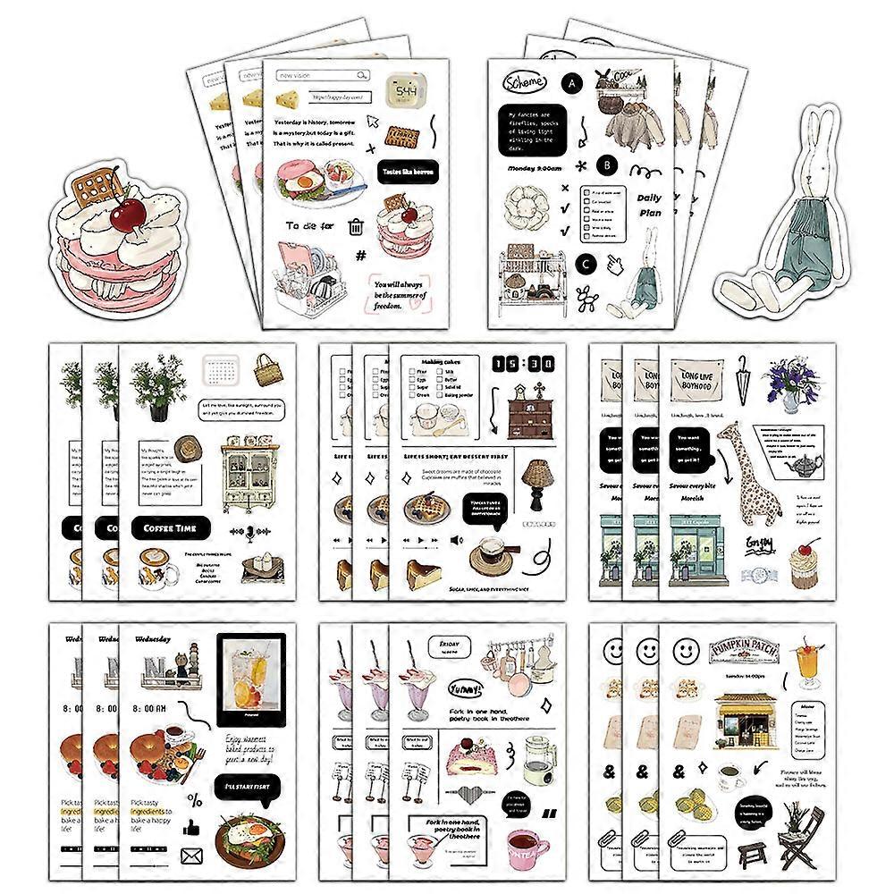 8PCS Afternoon Time Theme Creative Account DIY Material Decoration Small Patterns Ins Notebook Phone Case Stickers