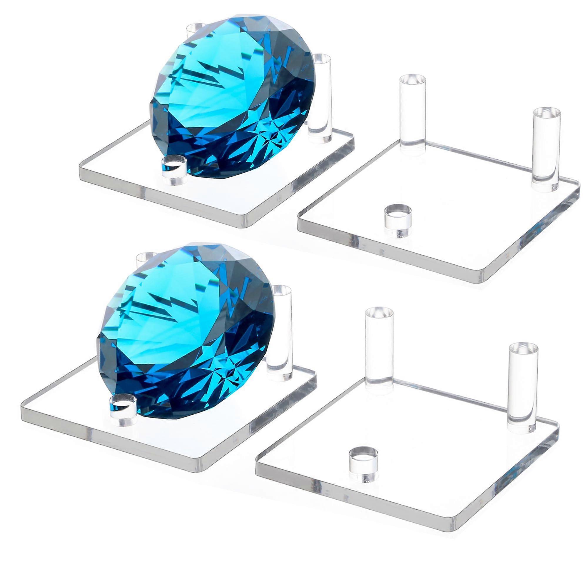 4PC Clear Acrylic Rock Display Stand with ThreePeg Support for Fossils Minerals Geodes Crystals