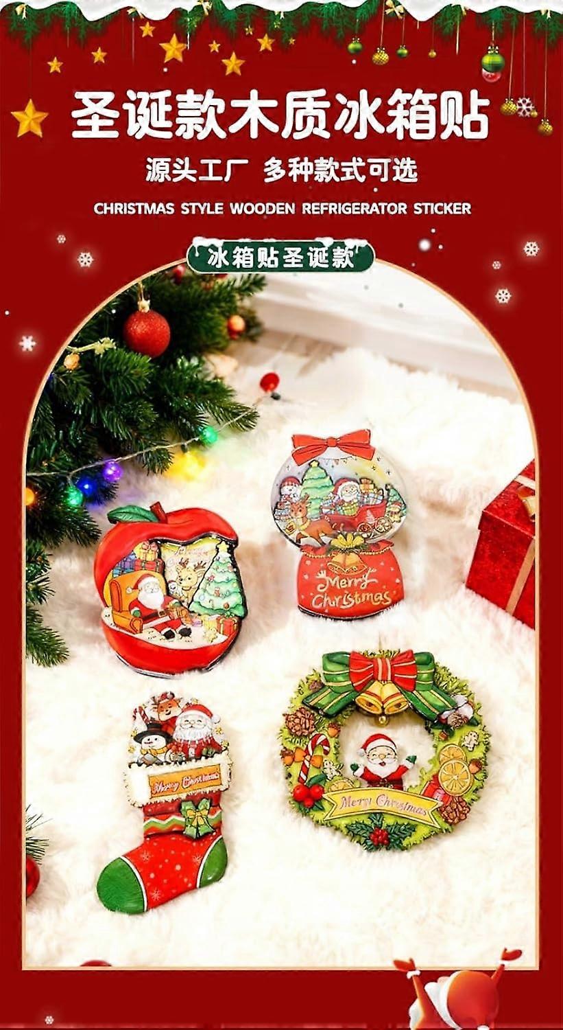 Christmas Refrigerator Magnets with Festive Patterns, Reusable Magnetic Christmas Decorations C Style