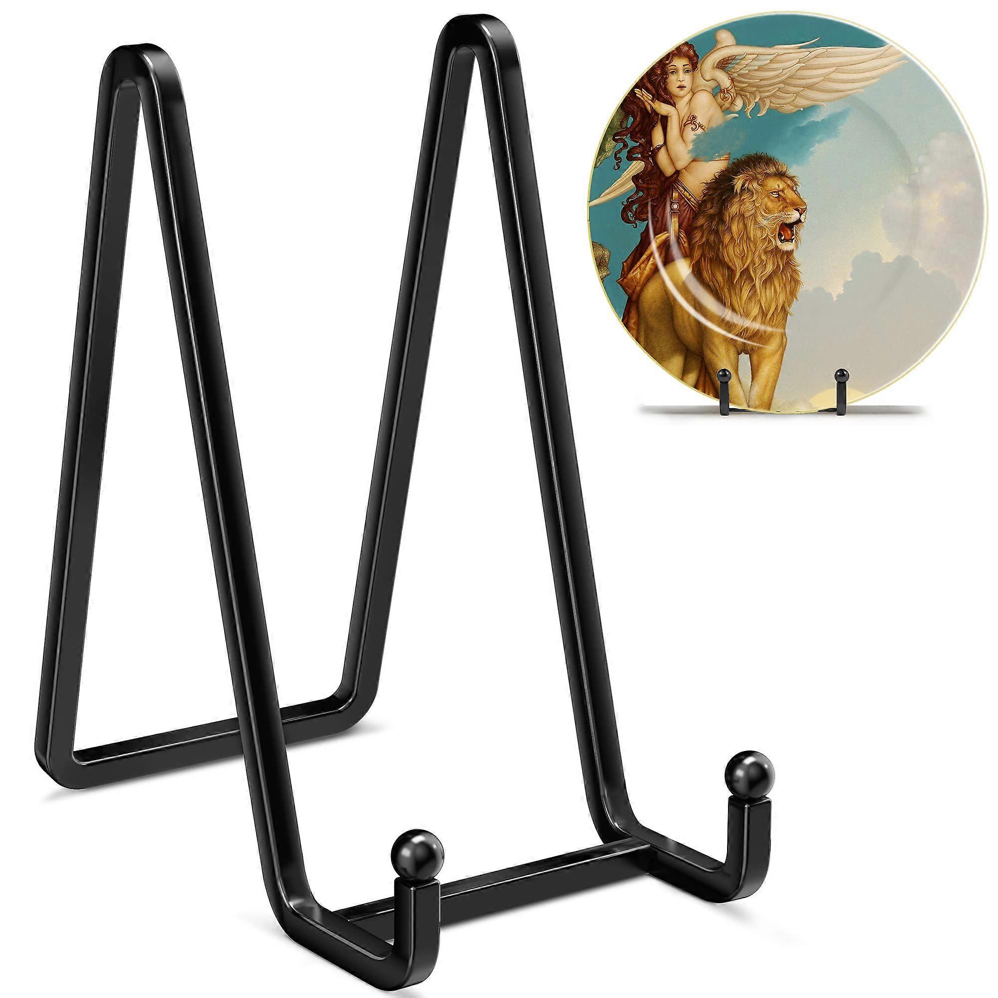 6 Inch Black Metal Plate and Picture Frame Stand, Square Wire Display Holder, 2 Pack