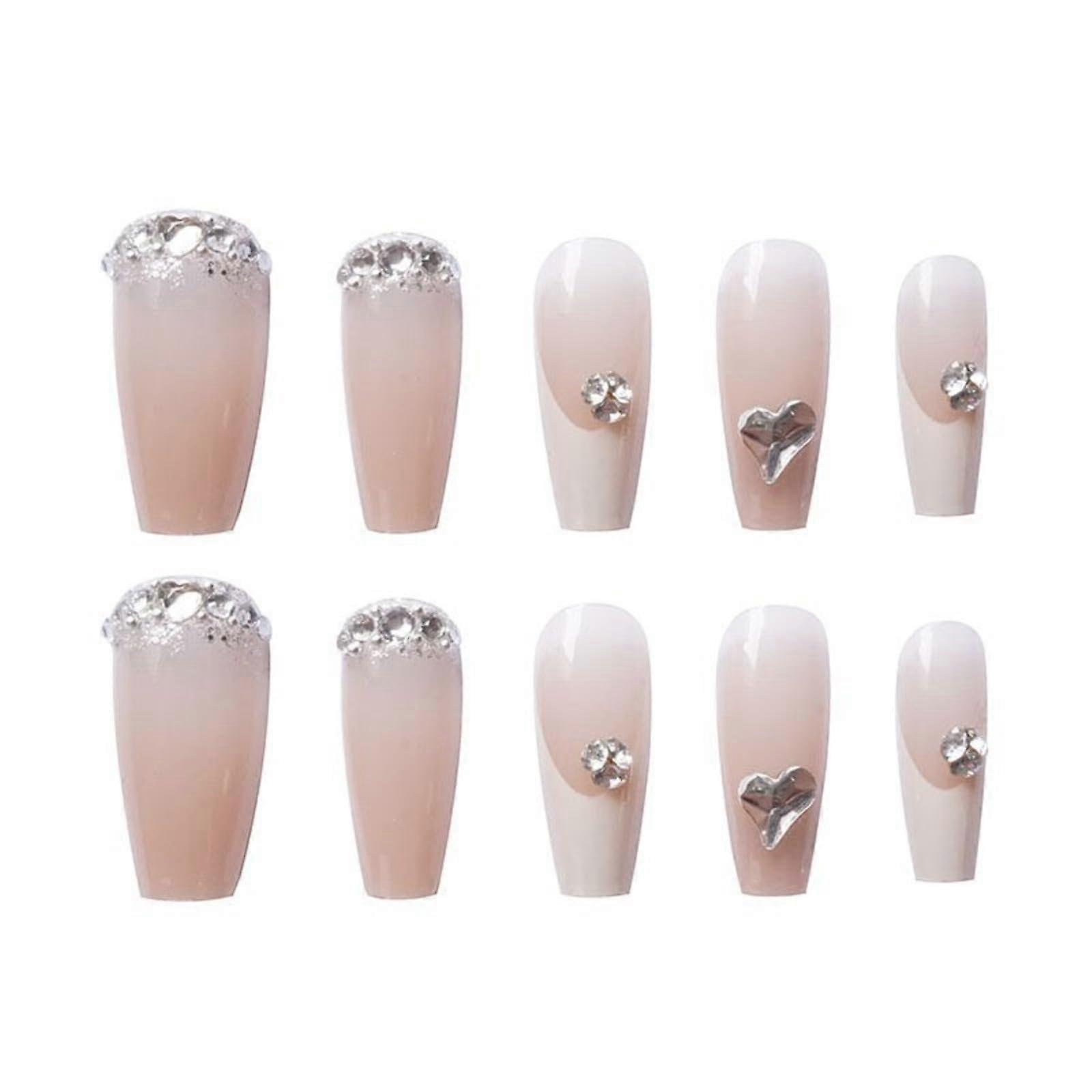 Long Fake Nails 24 Piece Set with Multiple Size Options and Complete Application Kit