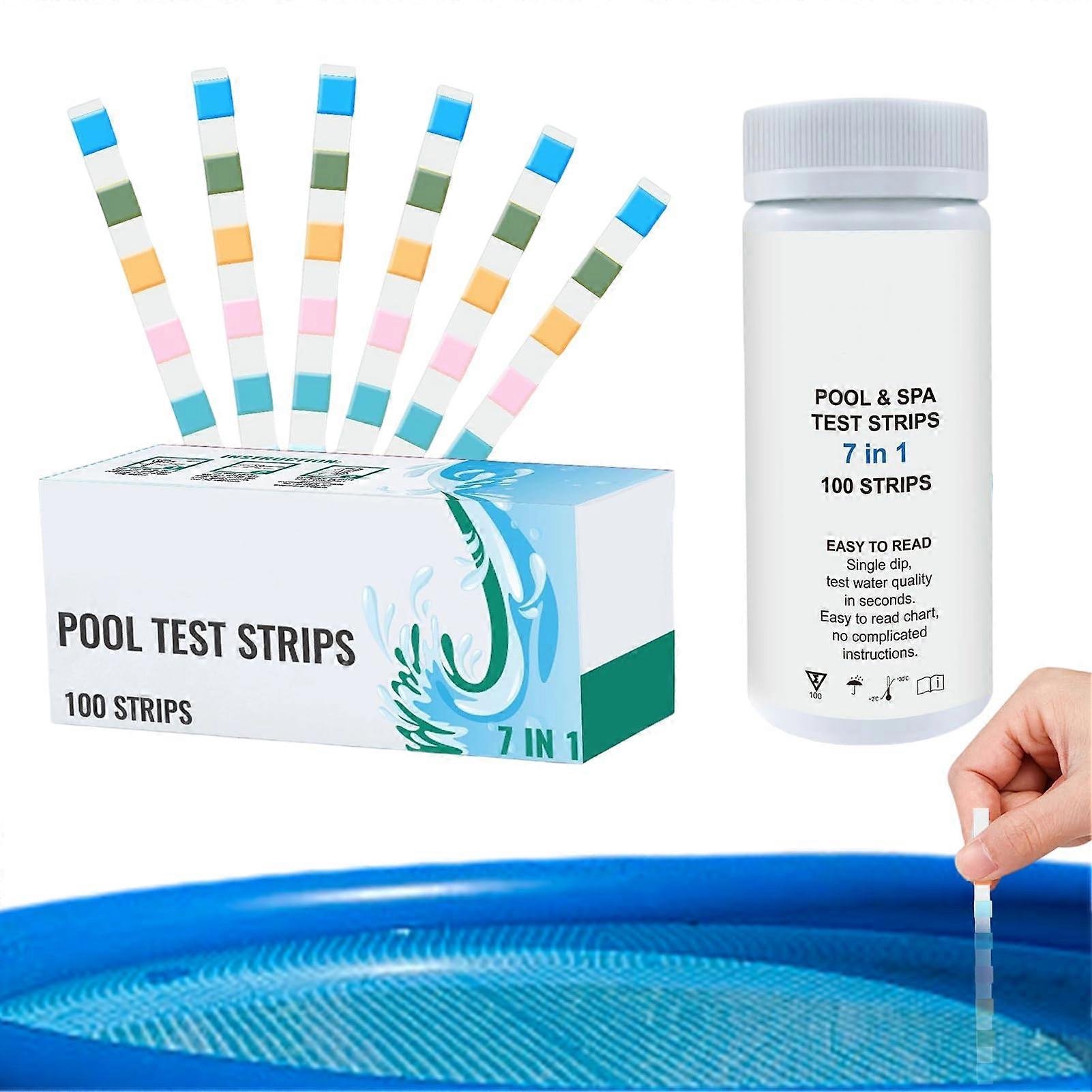 Pool Test Strips 100 Count Water Testing Kit for Pool Spa Hot Tub Pond Aquarium Accurate Quick Test