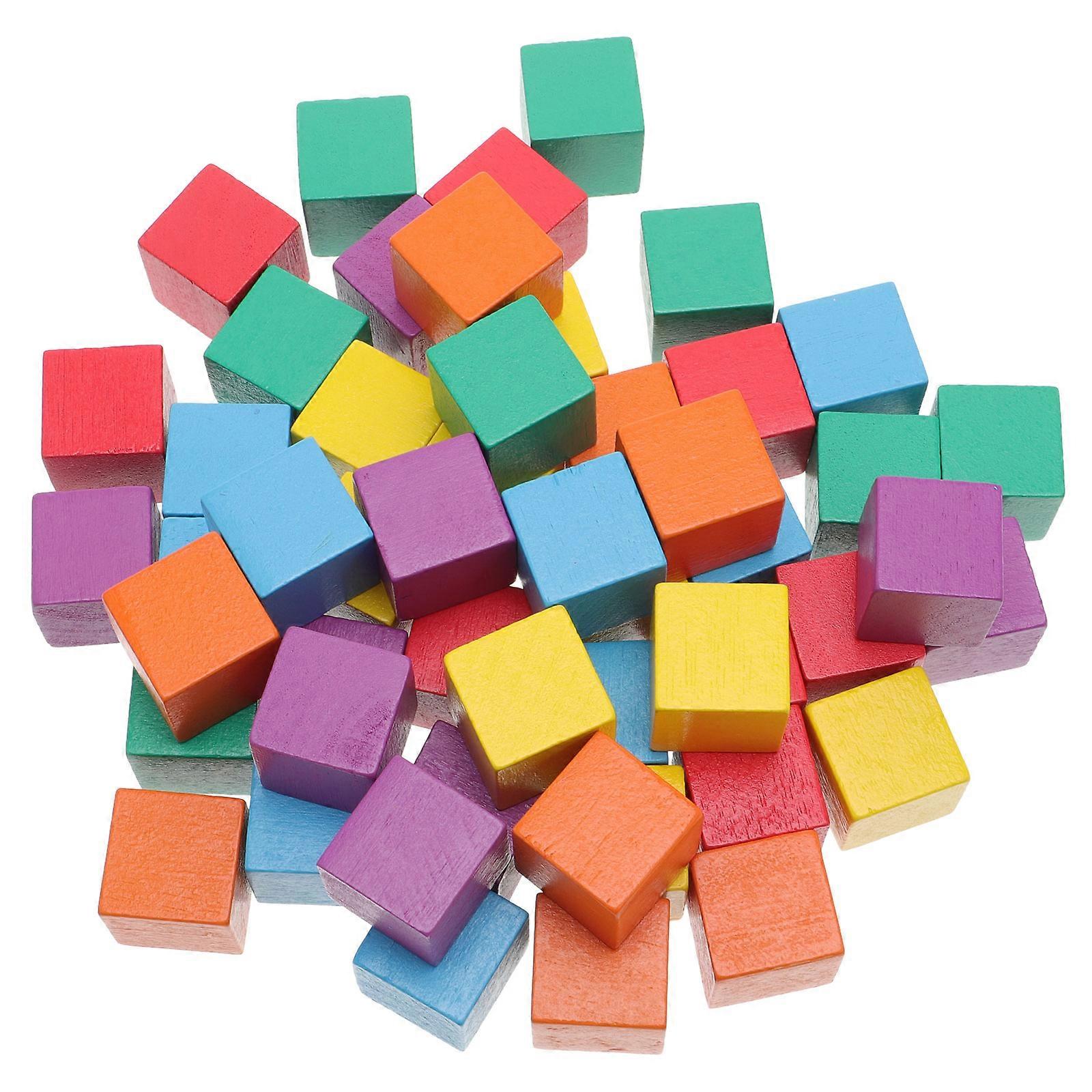 DIY Colorful Wooden Craft Cube Blocks for Creative Projects 50Pcs