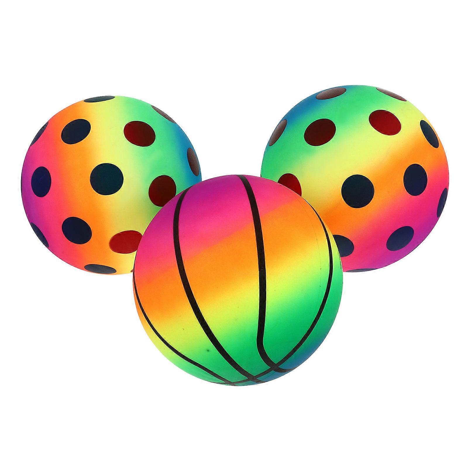 Beach Ball 3Pcs Thickened Rainbow Balls for Playing Use with PVC Material
