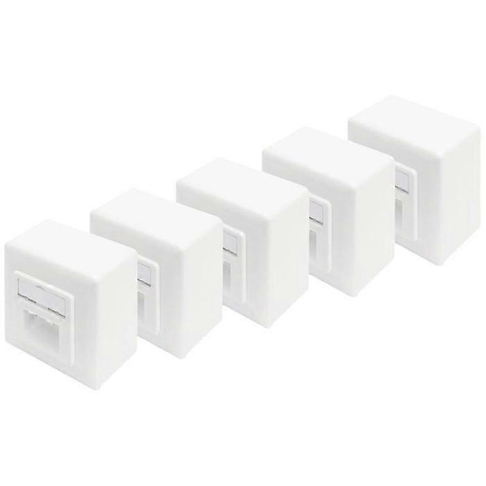 Toma de red de montaje en superficie (expuesta) CAT 6 2 puertos Digitus DN-9006/B5-N blanco puro