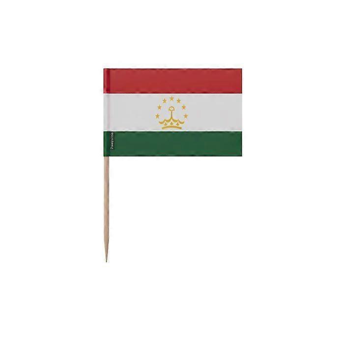 Toothpicks Tajikistan Flag - 10 cm - 100 pieces - Adhesive plastic - Bamboo stick - Pixelforma