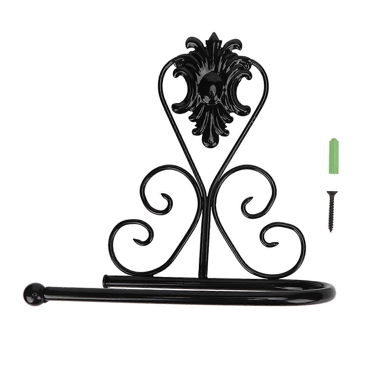 Rustproof Metal Wall Mounted Paper Towel Holder for Kitchen Bathroom, SpaceSaving Black Rack