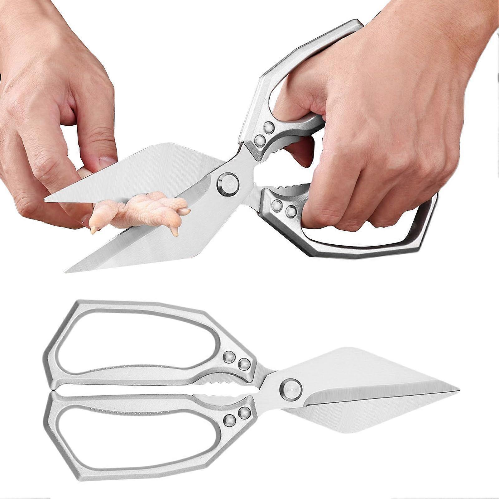 Heavy Duty Kitchen Scissors with Ergonomic Handle, Walnut, for Poultry, Meat, Fish and Cooking