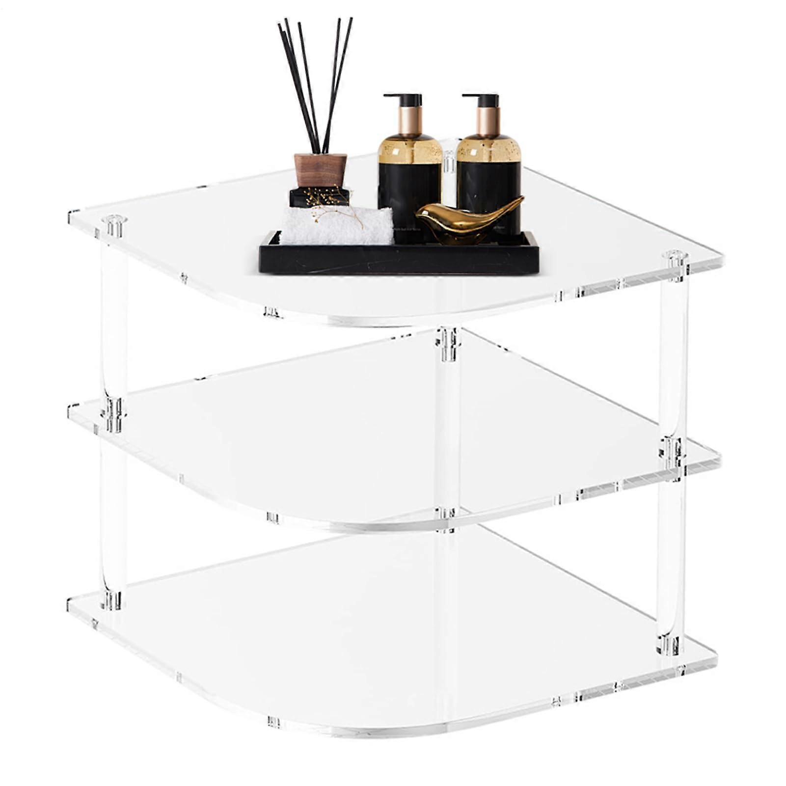 Corner Shelf Organizer Clear Acrylic 3Tier Rack for Kitchen Plates Bowls Maximize Corner Storage