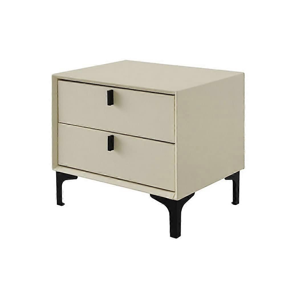 Modern Minimalist Bedside Table with Two Drawers, Brass Finish, Compact Bedroom Nightstand