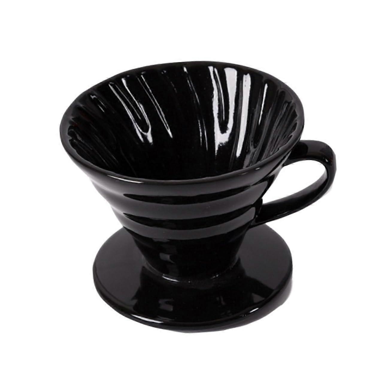Handmade Ceramic Coffee Dripper Cone Filter Cup 11.5x11.5cm Black for Pour Over Brewing