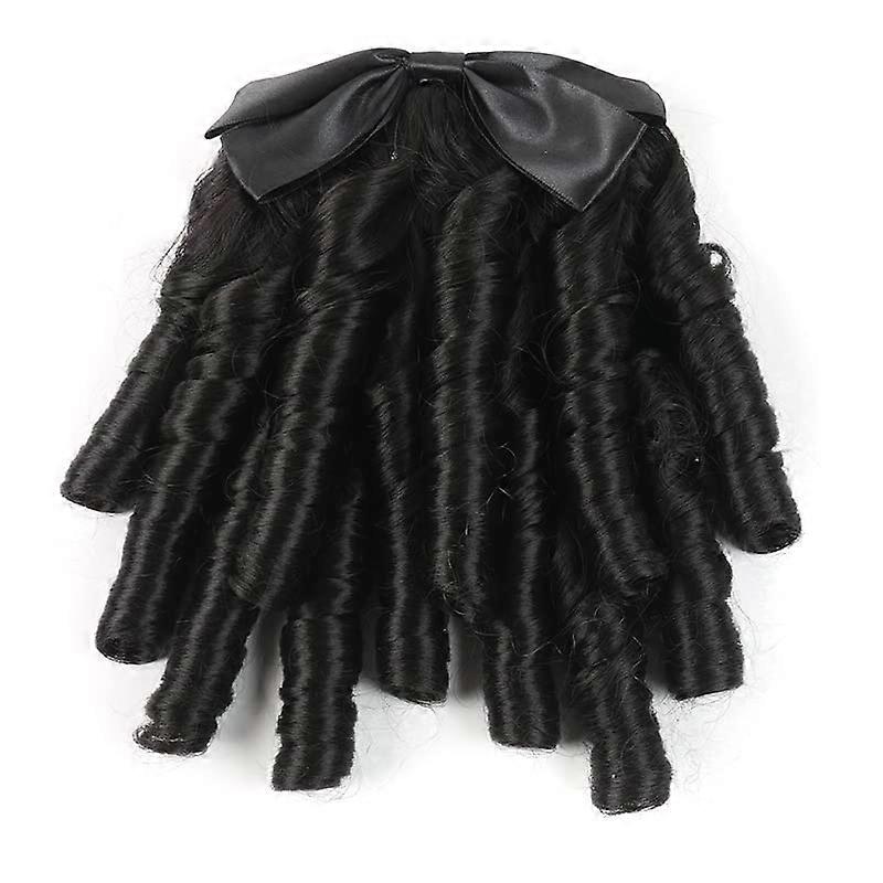 Retro Wig Medium Length C8 Black Vintage Curls Volumizing Fluffy Texture Timeless Style