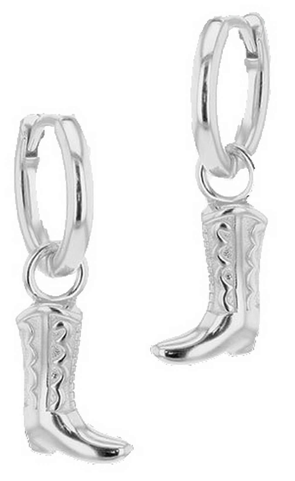 KJ Beckett Cowboy Boot Hoop Earrings - Silver