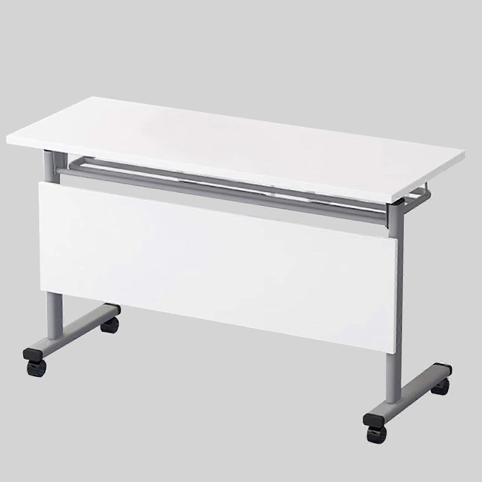 Folding Training Table with Privacy Panel Flip  Rectangular Office Conference Table White 120x60x75cm