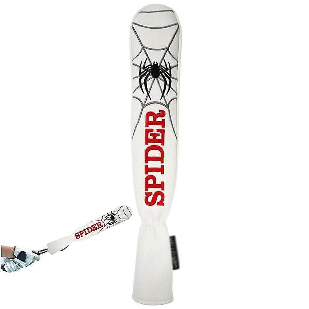 Golf Alignment Stick Cover PU Leather Waterproof Dustproof Protection with Plush Lining White