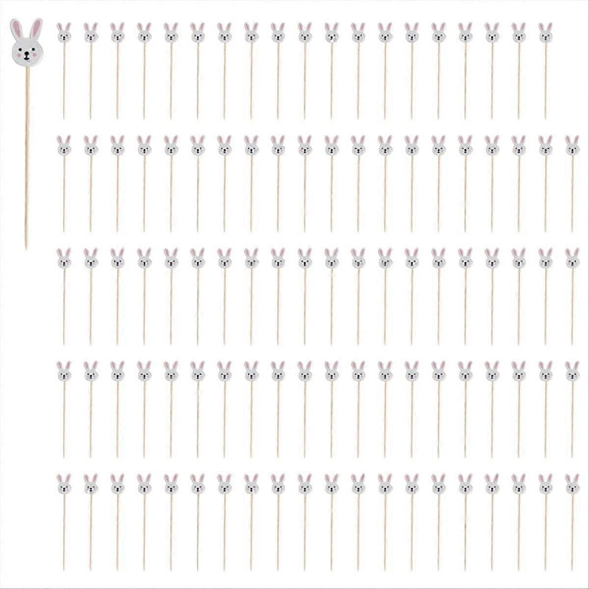 100Pcs Easter Disposable Bamboo Skewers Easter Eggs Fruit Fork