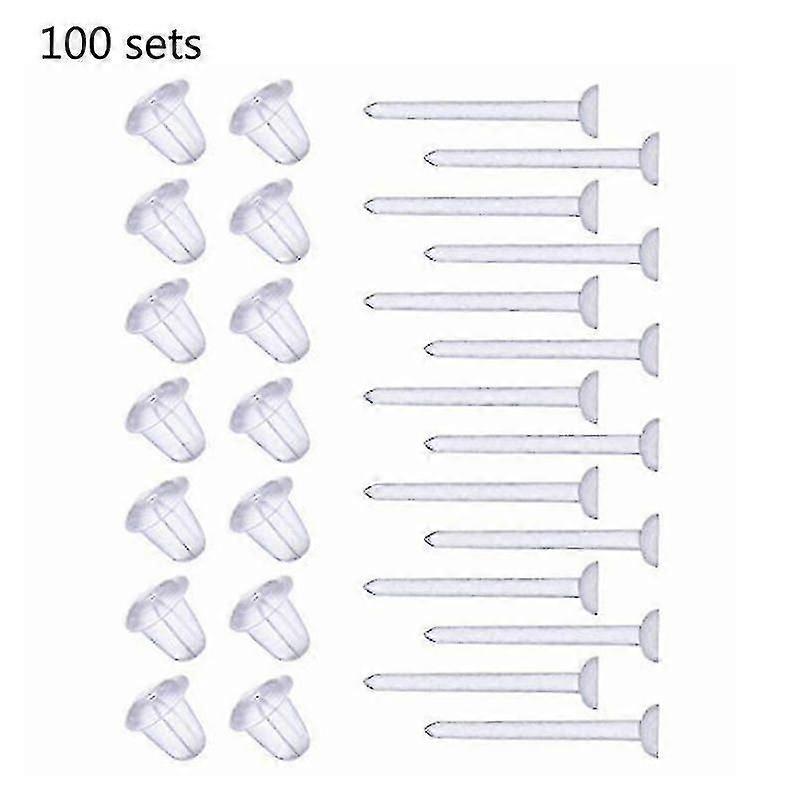 100 Sets Plastic Oorbel Posts & Backs Hypoallergene Clear Ear Stud Oorbellen