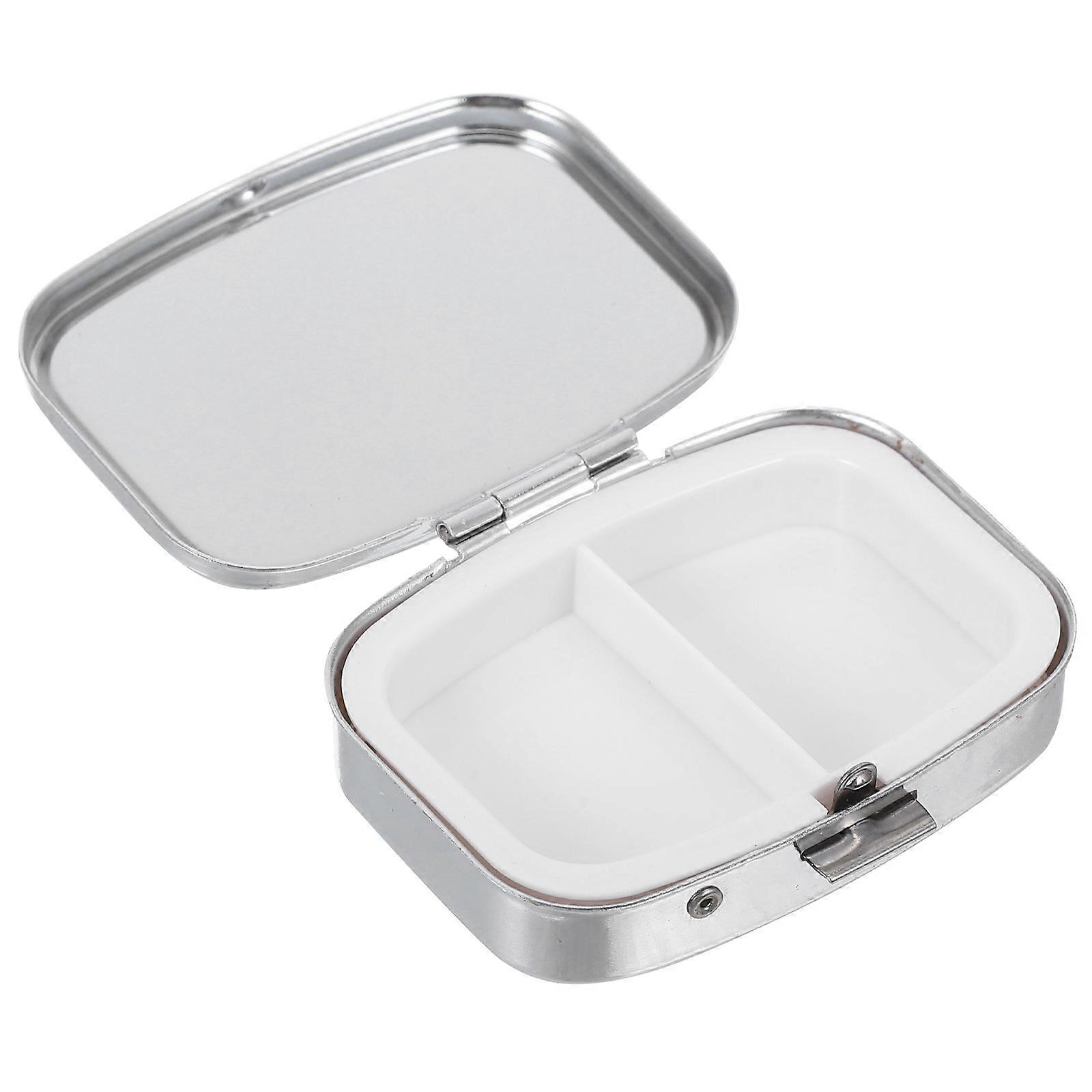 Portable Pill Container Small Metal Pill Case with Mirror for Daily Storage