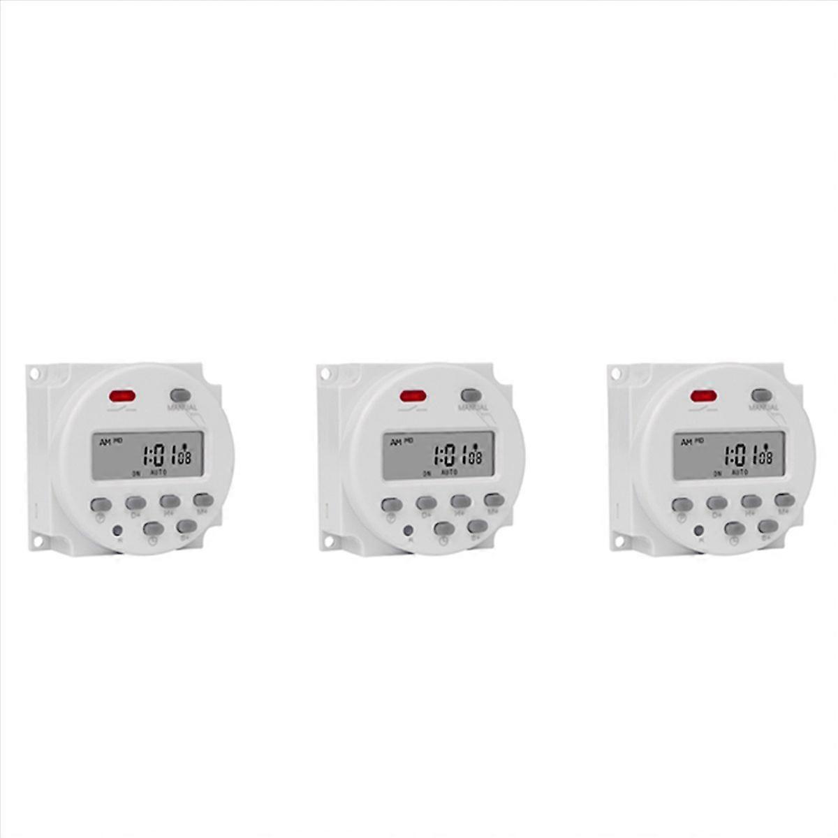 3X 1 Second Interval 220V Digital LCD Timer Switch Weekly Programmable Time Relay Programmer CN101S