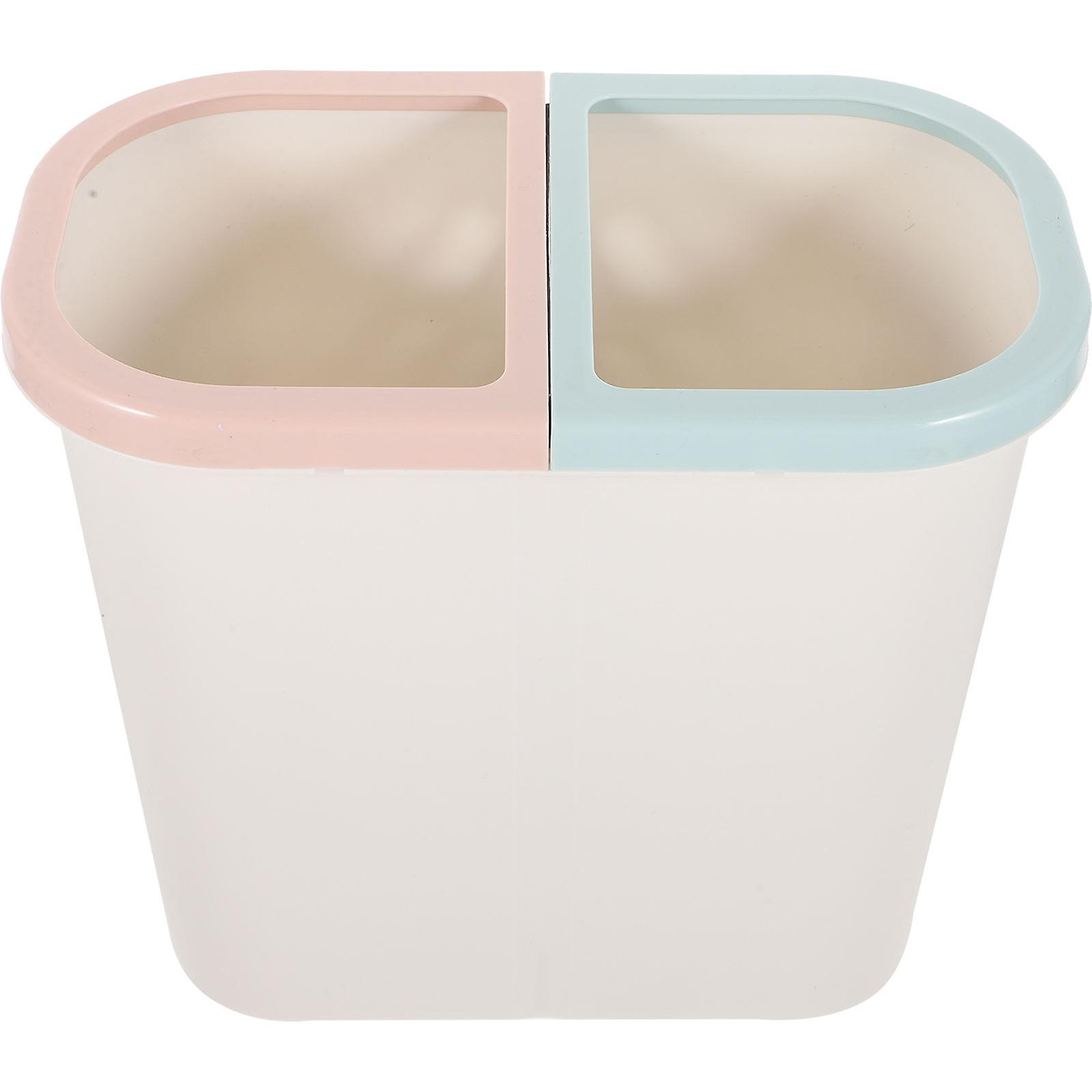 White Double Compartment Trash Can for Storage Plastic Material