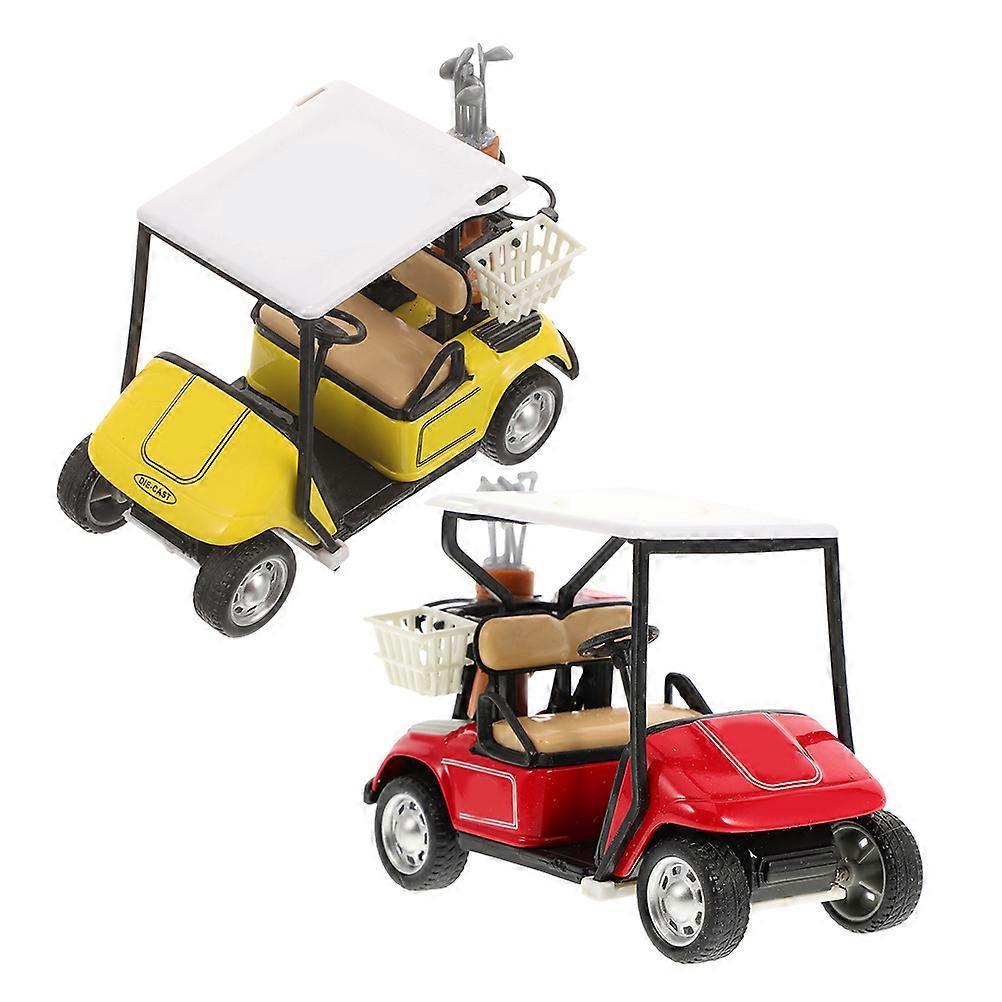 Realistic Golf Cart Toy Model with Pull-Back Function 2Pcs Alloy Miniature