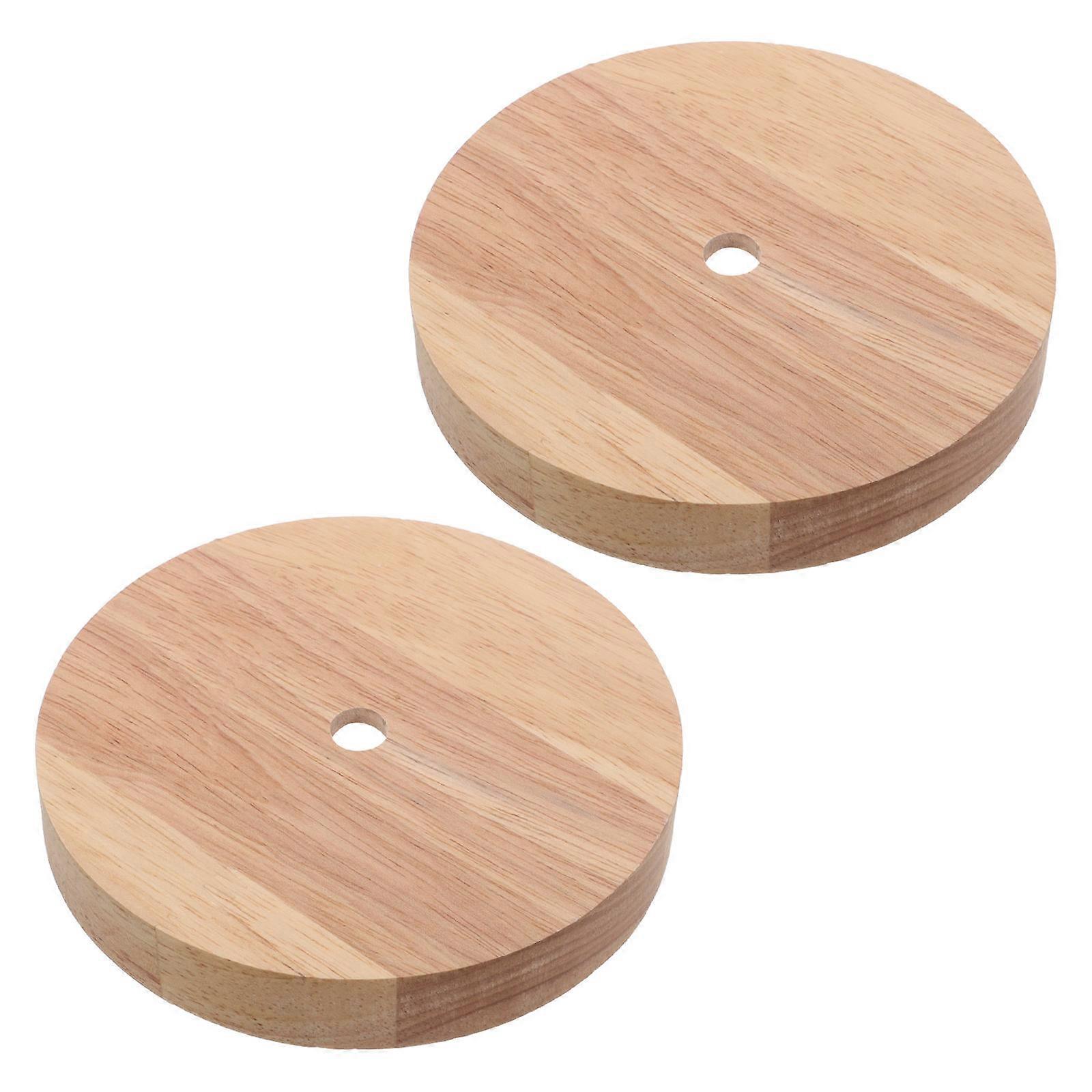 Solid Wood Lamp Base for Holding 2Pcs Rustic Round Table Lamp Bases with E27 Holder