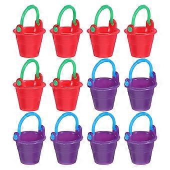 12 mini secchielli e secchielli di plastica per bambini, decorativi, da spiaggia, per giardinaggio