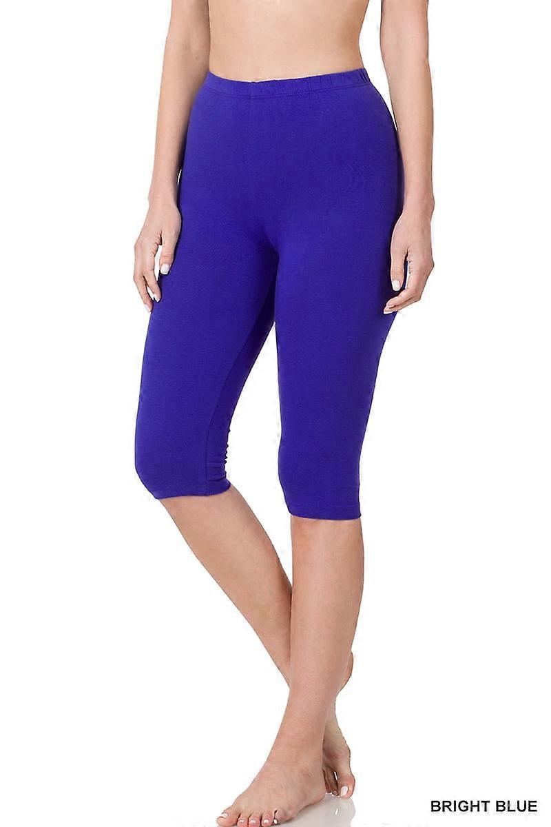 Plus Size Essential Basic Cotton Spandex Stretch Below Knee 15" Length Leggings