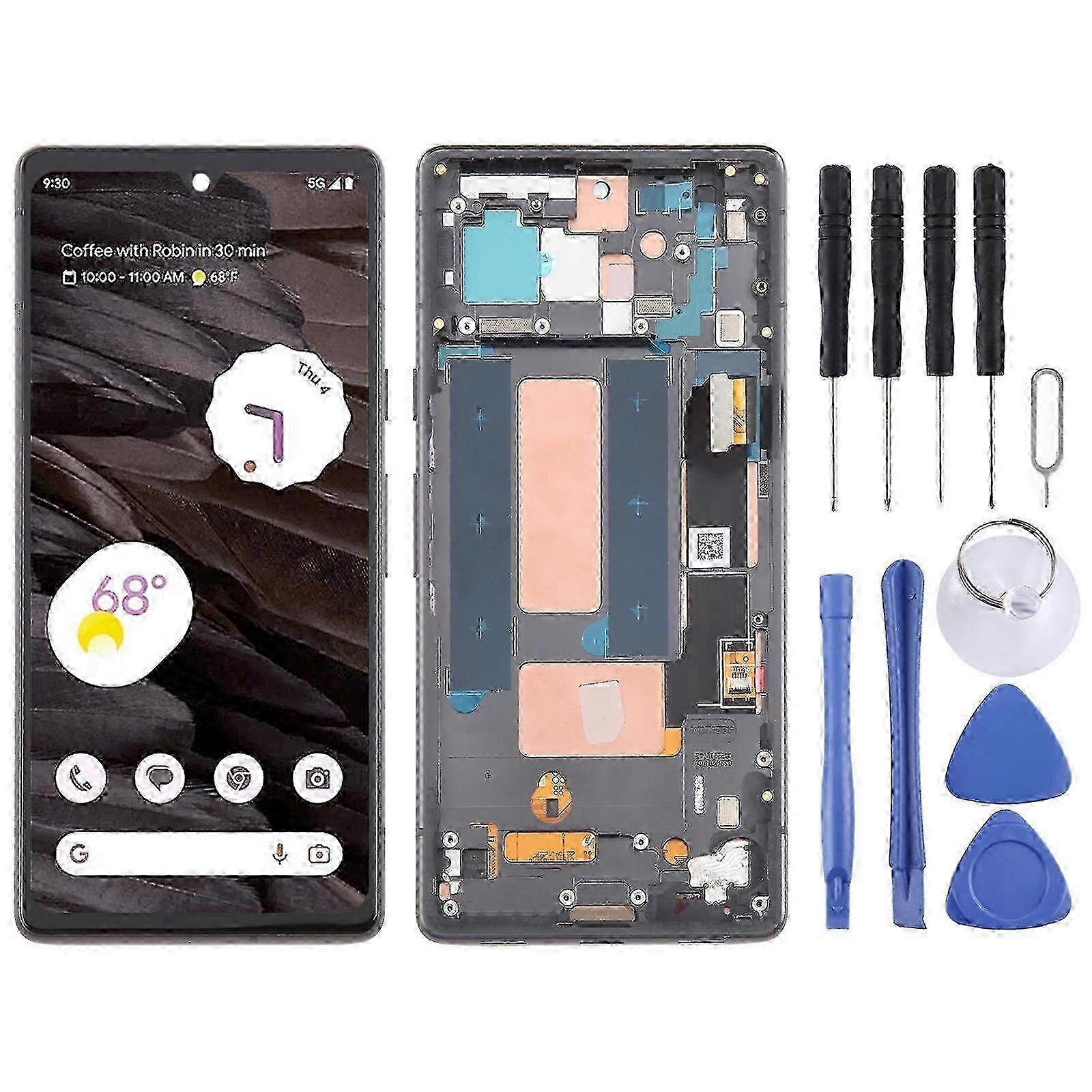 OLED LCD Screen Digitizer Full Assembly with Frame for Google Pixel 7A G82U8 - Compatible Replacement Part