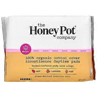 The Honey Pot Company, Kruideninfusie wattenschijfjes met vleugels, Organische incontinentie overdag, 16 stuks