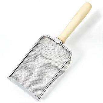 Kattesandskje i rustfritt stål med finmasket netting for effektiv fjerning av avfall, finmasket lett og bærbar design for katter, reptiler, skilpadder
