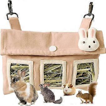 Mangeoire à foin suspendue pour lapins, cochons d'Inde, hamsters, chinchillas et autres petits animaux de compagnie - 3 trous, 22,5 x 15,5 cm