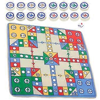 Fliegender Schachteppich Flugzeug Schachteppich Spielmatte Spaß Familie Eltern-Kind Spiel Party Spiel Reisespiel (82 x 82cm, EVA Schachfiguren)
