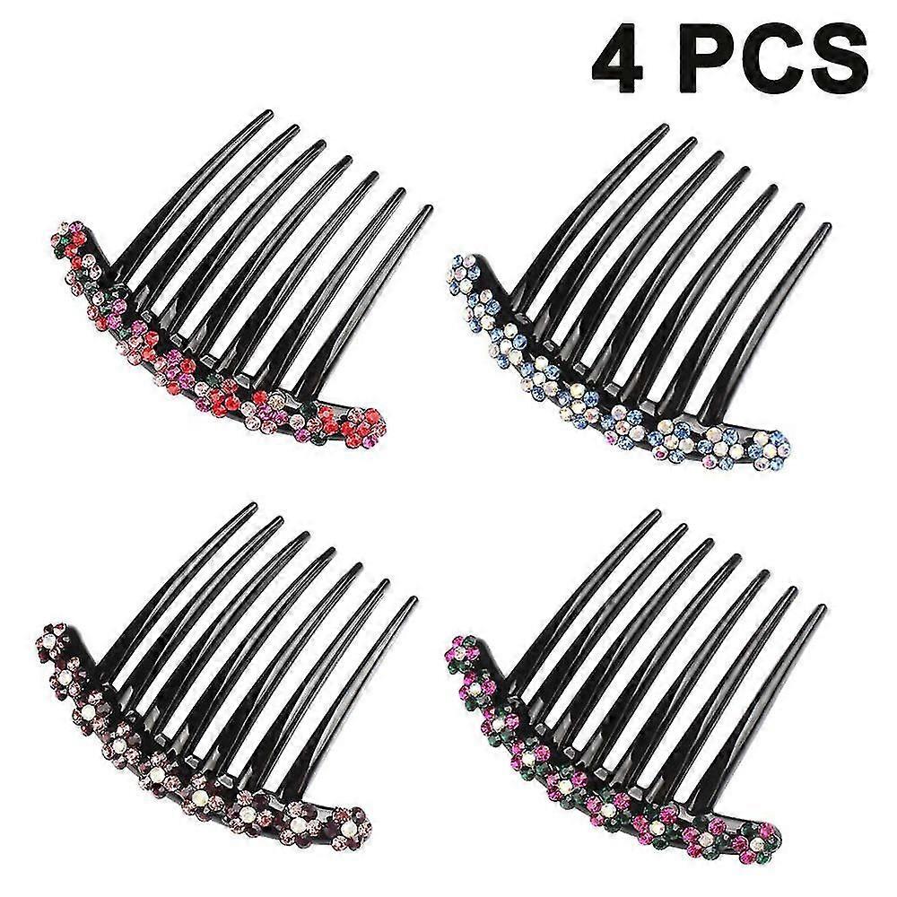 4 Rhinestone Diş Saç Tarağı Seti