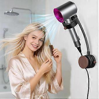 Hands Free Hair Dryer Holder Wall Mount, 360° Rotating Adjustable Height Suction Cup Blow Dryer Holder, No Drill Installation, -Free Wall, wit