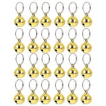 24 stuks gele metalen katten- en hondenbelletjes voor huisdecoratie, perfect voor kerstfeestjes en evenementen.