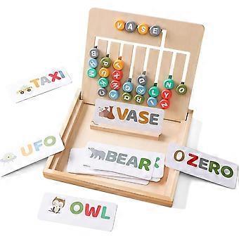 Wooden CVC Word Spelling Games, CVC Word Spelling Toy for Kids, Preschool Logic Matching Letter Games with 26Pcs Flash Cards, Montessori